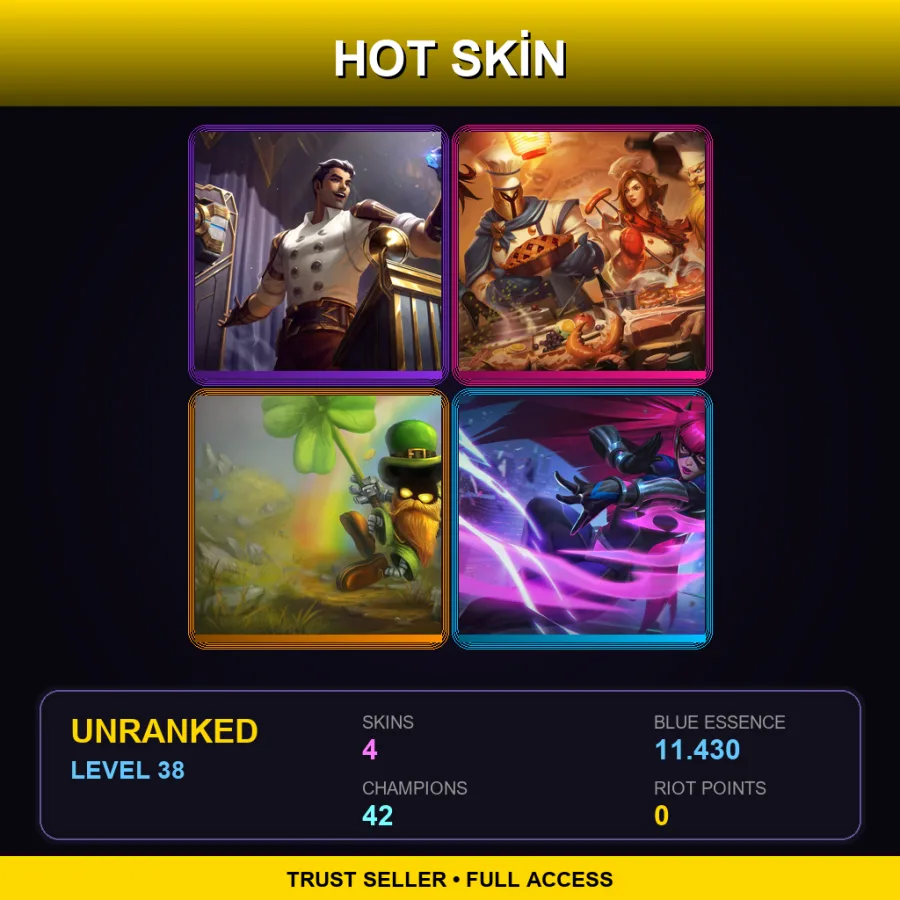 NA | Lv38 | Unranked | 4 Skin | 42 Champ — LoL account