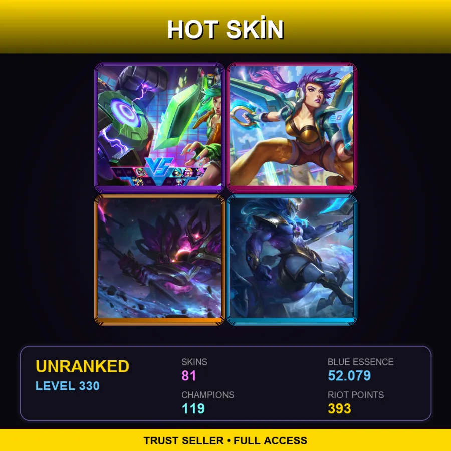 EUW | Lv330 | Unranked | 81 Skin | 119 Champ — LoL account