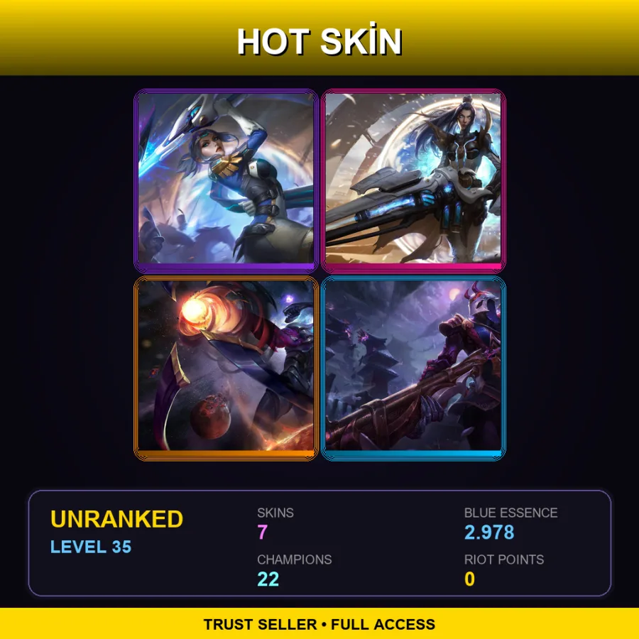LAN | Lv35 | Unranked | 7 Skin | 22 Champ — LoL account