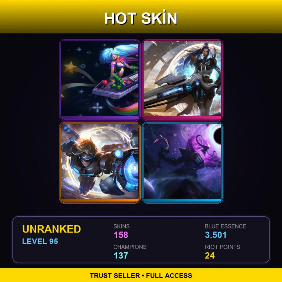 NA | Lv95 | Unranked | 158 Skin | 137 Champ