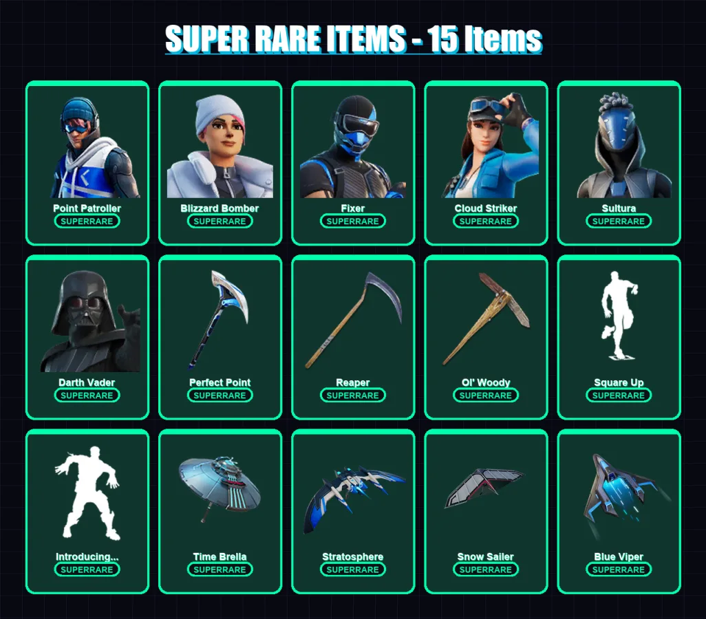 [PS4/PS5/XBOX/PC] | Point Patroller | Blizzard Bomber | Fixer | Cloud Striker | Sultura | 259 skin | 320 pickaxe | 251 emote | 236 glider | Lv3820