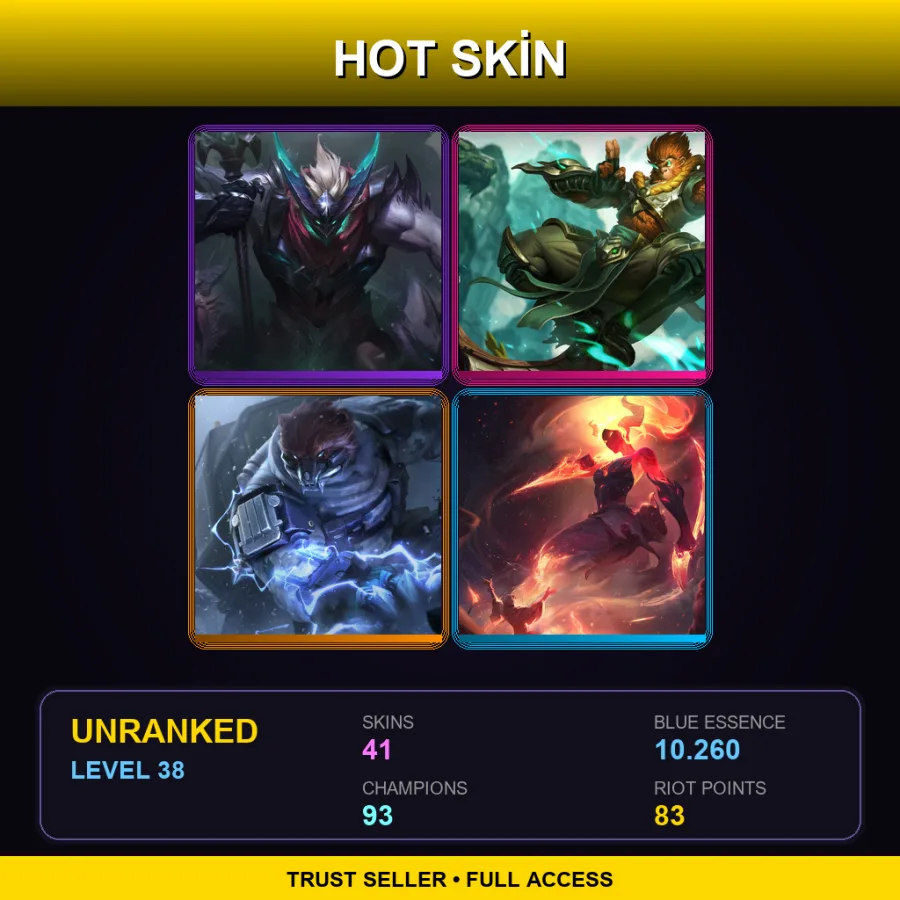 EUW | Lv38 | Unranked | 41 Skin | 93 Champ — LoL account