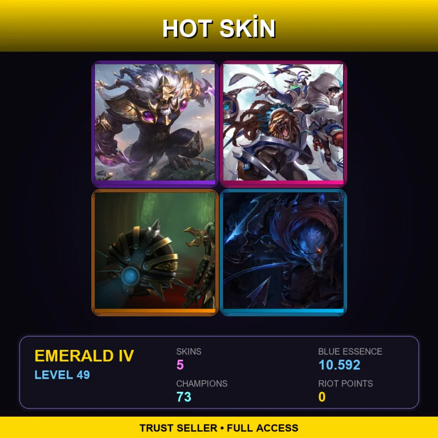 EUW | Lv49 | Emerald IV | 5 Skin | 73 Champ with Lulu