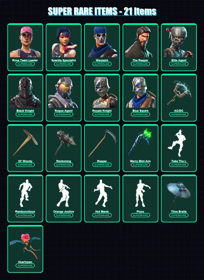 [PC/XBOX/PSN] | Rose Team Leader | Sparkle Specialist | Warpaint | The Reaper | Elite Agent | 145 skin | 105 pickaxe | 105 emote | 105 glider | Lv13 — Fortnite account