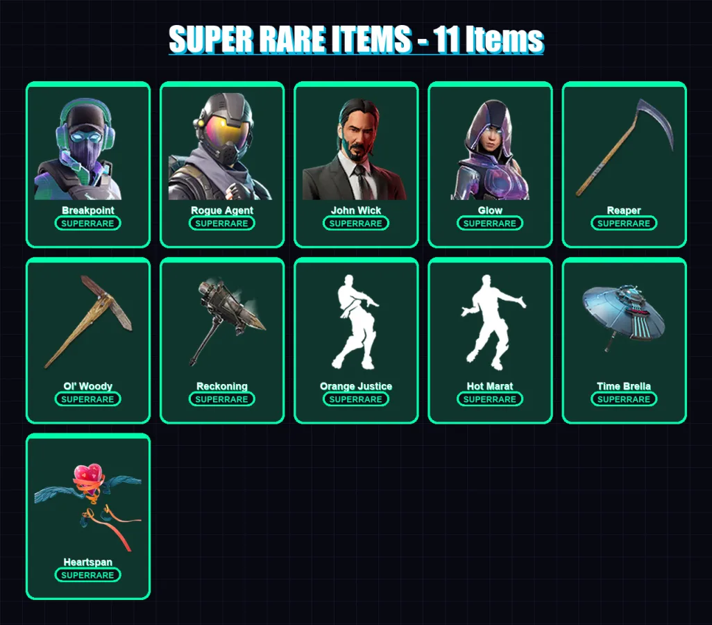[PC/XBOX/PSN] | Breakpoint | Rogue Agent | John Wick | Glow | The Visitor | 159 skin | 146 pickaxe | 125 emote | 118 glider | Lv1618 — Fortnite account