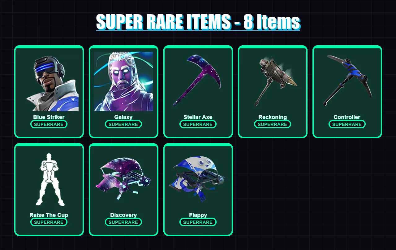 [PC/PSN] | Blue Striker | Galaxy | The Ice Queen | Gear Specialist Maya | Calamity | 287 skin | 230 pickaxe | 187 emote | 98 glider | Lv1072