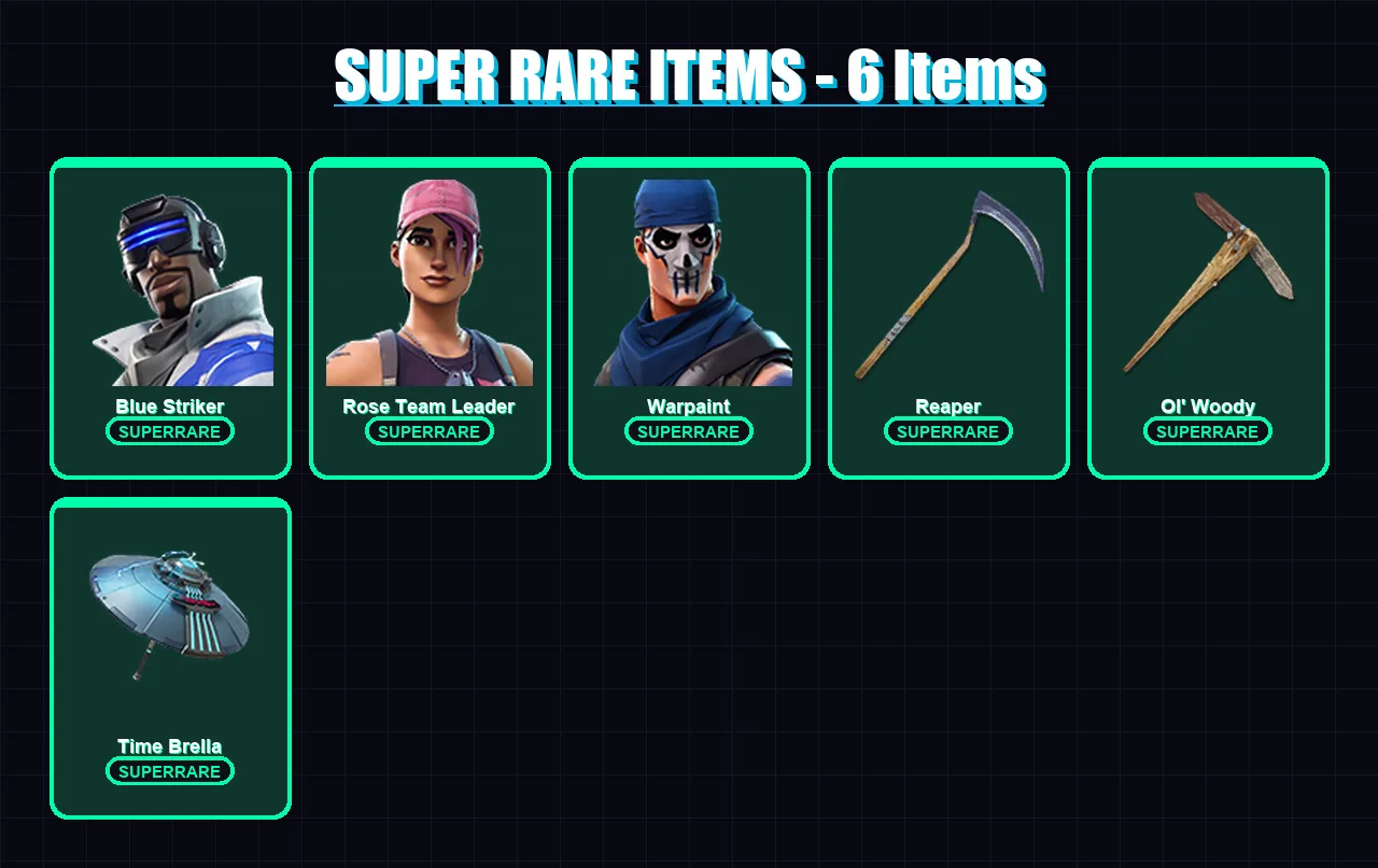 [PC/XBOX] | Blue Striker | Rose Team Leader | Warpaint | Midas | Fade | 98 skin | 145 pickaxe | 120 emote | 125 glider | Lv2064