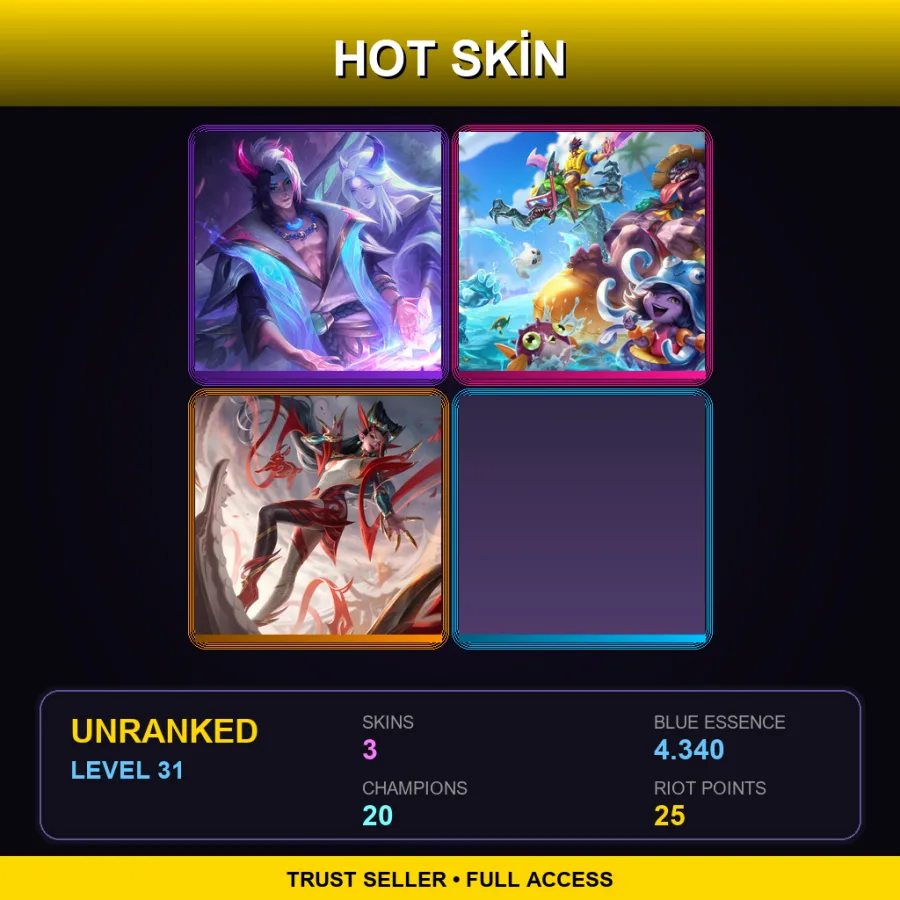 JP | Lv31 | Unranked | 3 Skin | 20 Champ
