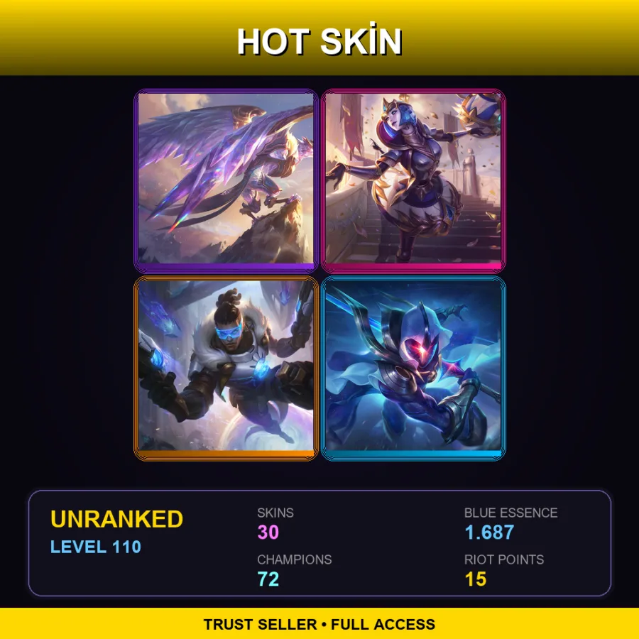 EUNE | Lv110 | Unranked | 30 Skin | 72 Champ