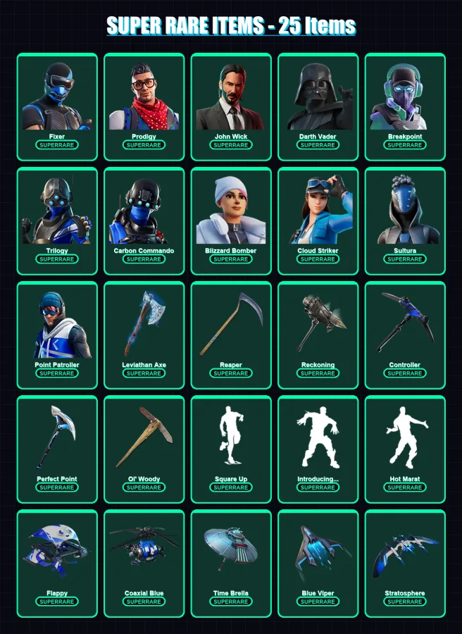[PS4/PS5/XBOX/PC] | Fixer | Prodigy | John Wick | Darth Vader | Breakpoint | 485 skin | 443 pickaxe | 325 emote | 321 glider | Lv4370