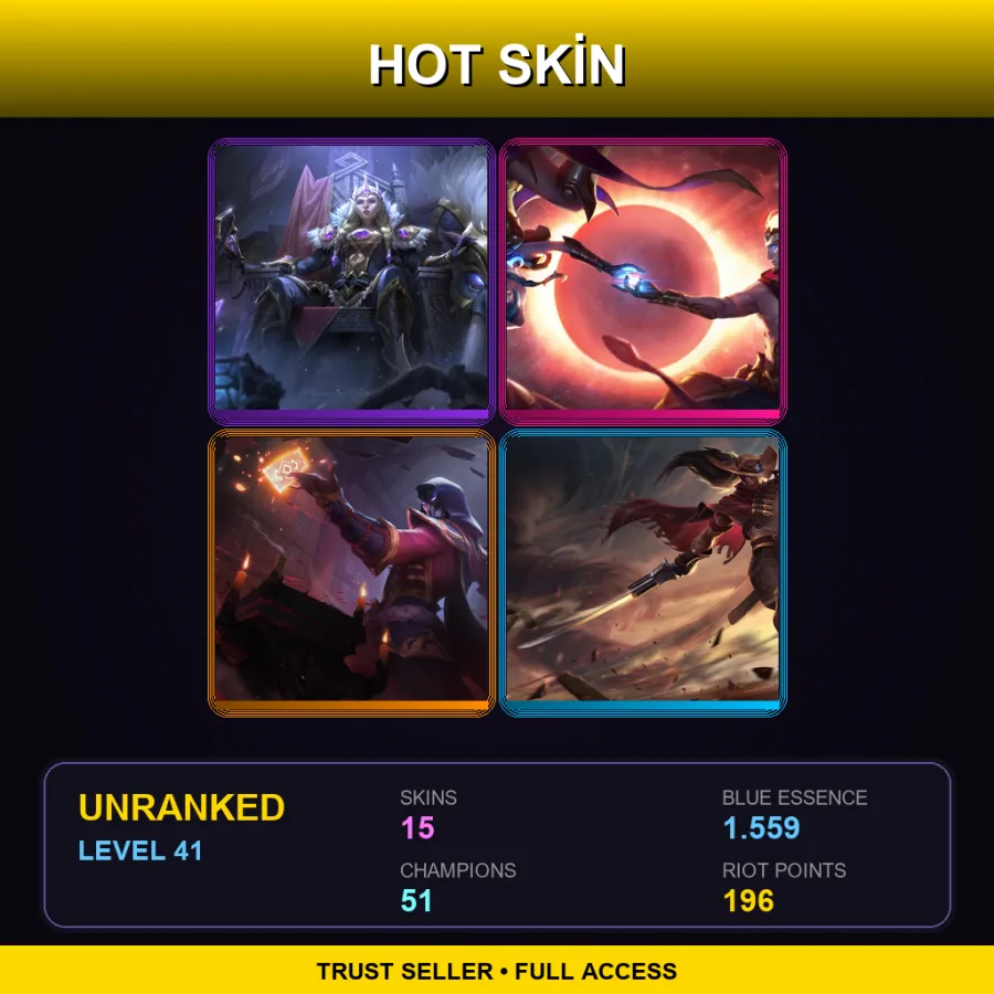 EUW | Lv41 | Unranked | 15 Skin | 51 Champ — LoL account