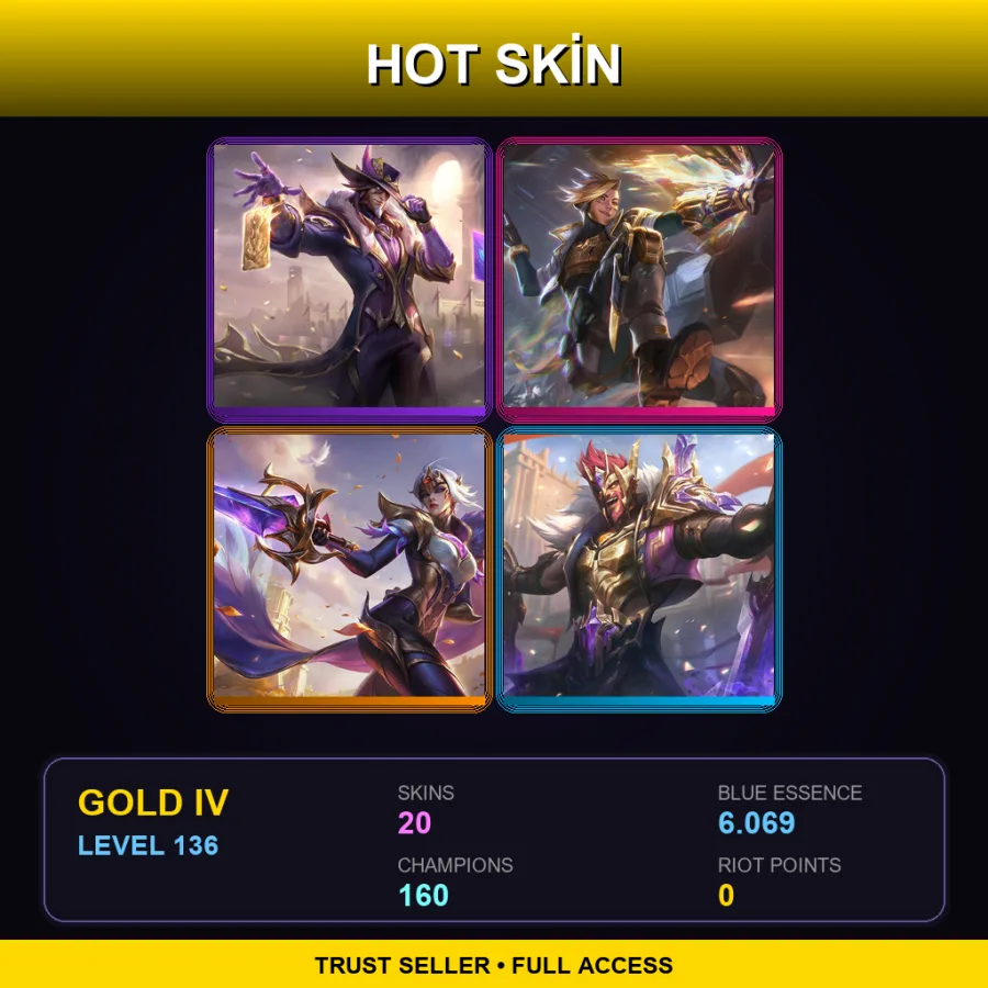 BR | Lv136 | Gold IV | 20 Skin | 160 Champ