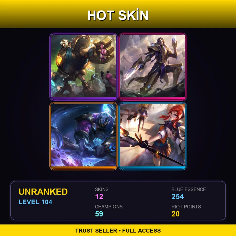 TR | Lv104 | Unranked | 12 Skin | 59 Champ