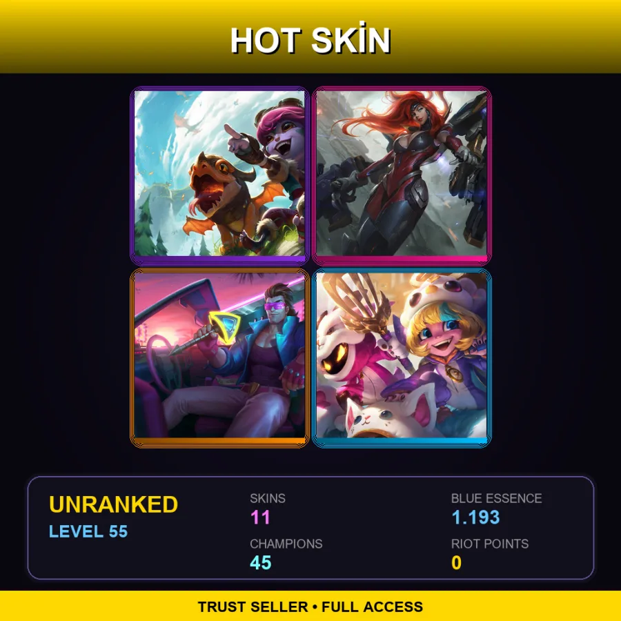 LAN | Lv55 | Unranked | 11 Skin | 45 Champ — Bloodstone Taric
