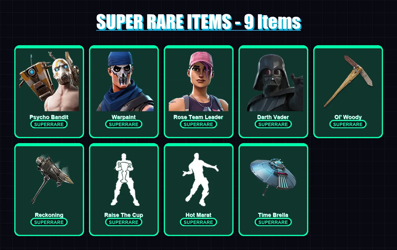 [SWITCH/XBOX/PSN/PC] | Psycho Bandit | Warpaint | Rose Team Leader | Darth Vader | Malik | 449 skin | 463 pickaxe | 314 emote | 301 glider | Lv5143