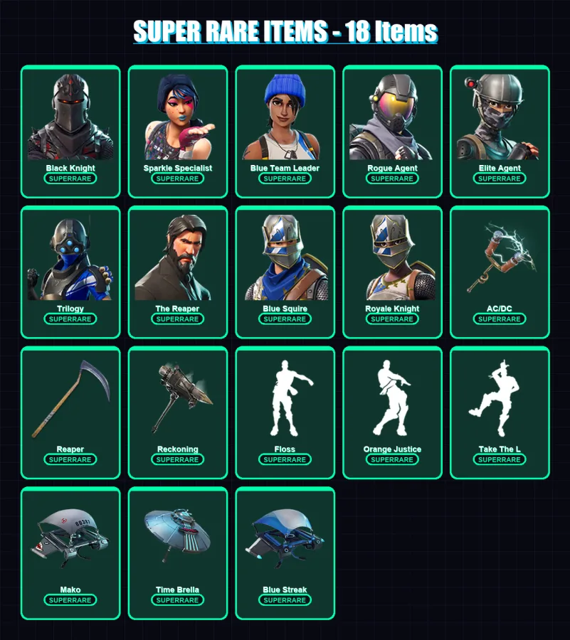 [PC/XBOX/PSN] | Black Knight | Sparkle Specialist | Blue Team Leader | Rogue Agent | Elite Agent | 88 skin | 59 pickaxe | 75 emote | 69 glider | Lv9