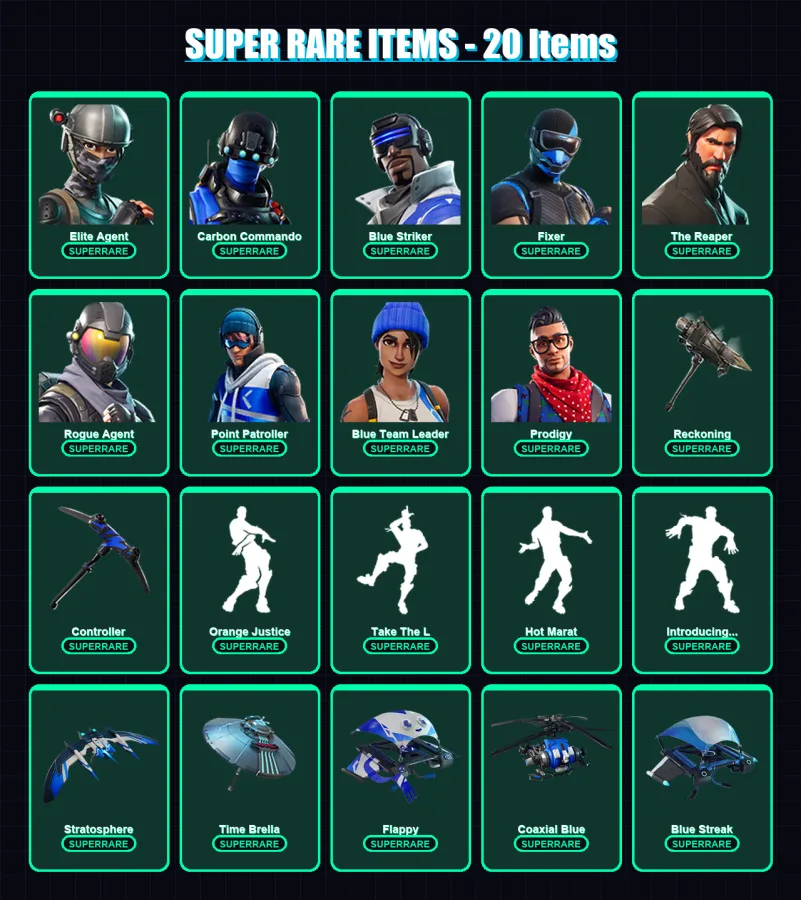 [PS4/PS5/XBOX/PC] | Elite Agent | Carbon Commando | Blue Striker | Fixer | The Reaper | 92 skin | 93 pickaxe | 97 emote | 103 glider | Lv1561