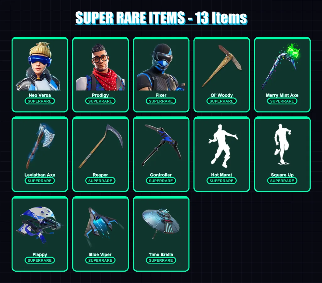 [PS4/PS5/XBOX/PC] | Neo Versa | Prodigy | Fixer | Blackheart | The Foundation | 120 skin | 158 pickaxe | 127 emote | 136 glider | Lv2375