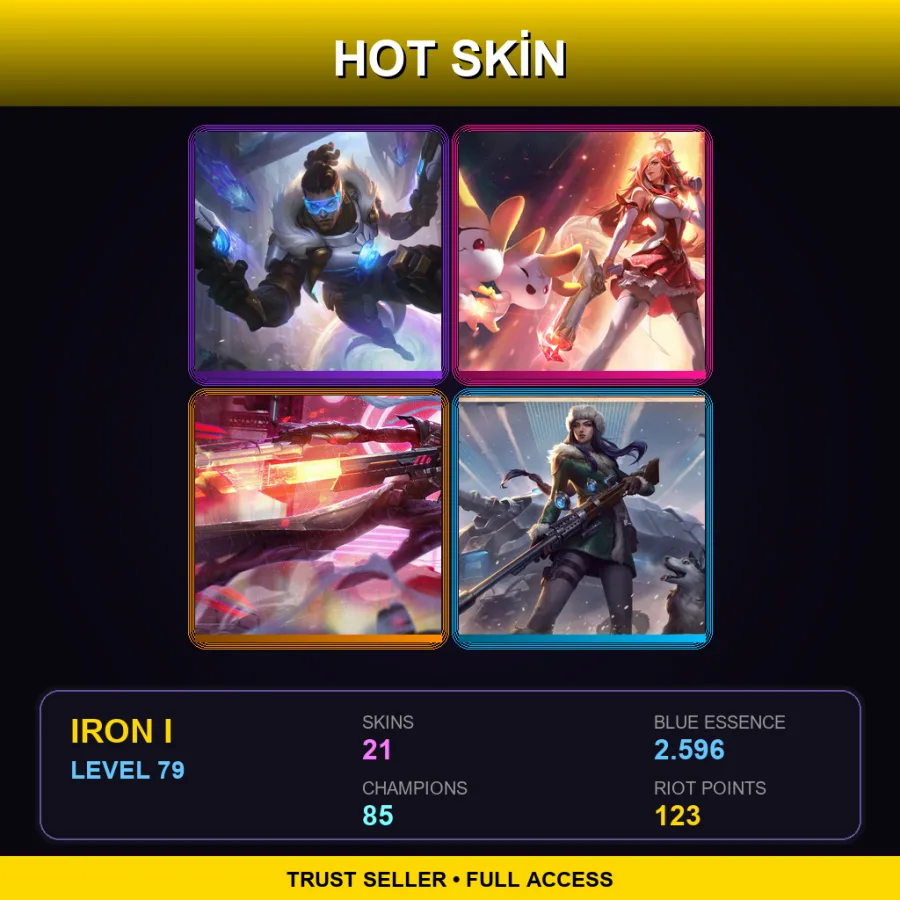 EUW | Pulsefire Lucian | Star Guardian Miss Fortune | PROJECT: Lucian | Arctic Warfare Caitlyn | 21 Skin | 85 Champ | Iron I | Lv79