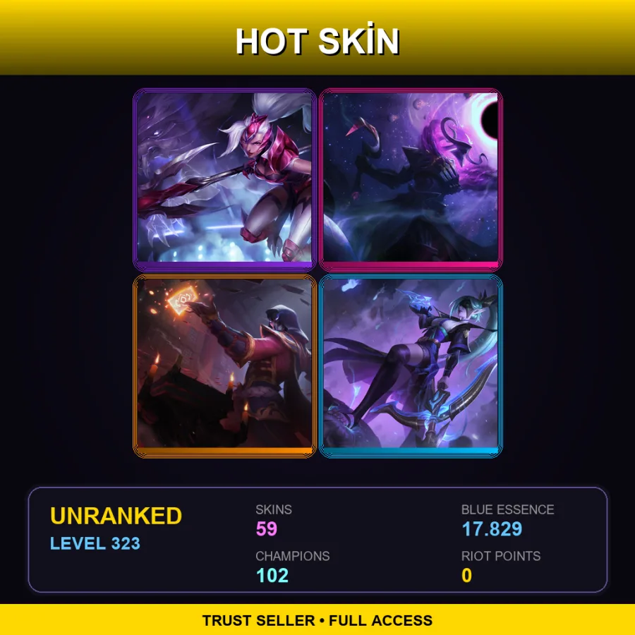 EUNE | Lv323 | Unranked | 59 Skin | 102 Champ