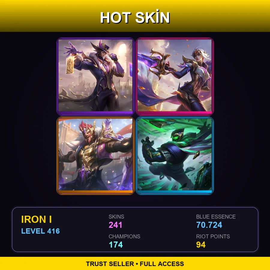 VN | Lv416 | Iron I | 241 Skin | 174 Champ — LoL account