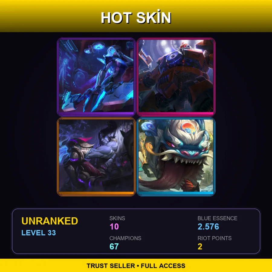 KR | Lv33 | Unranked | 10 Skin | 67 Champ — LoL account
