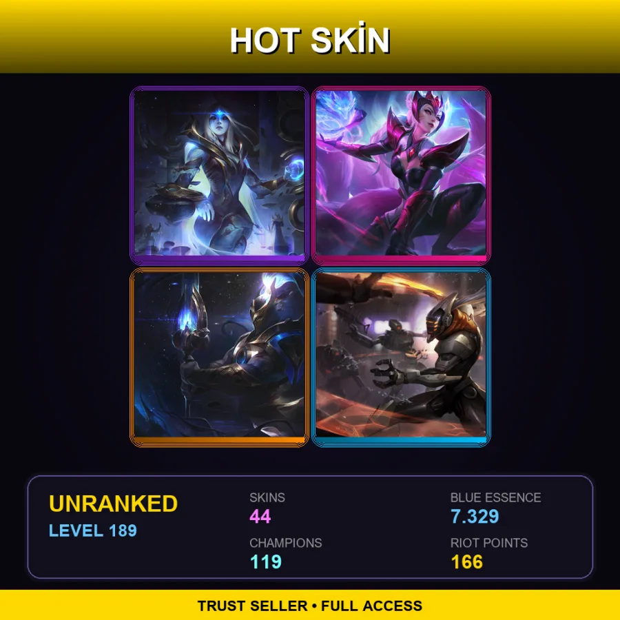 EUNE | Lv189 | Unranked | 44 Skin | 119 Champ