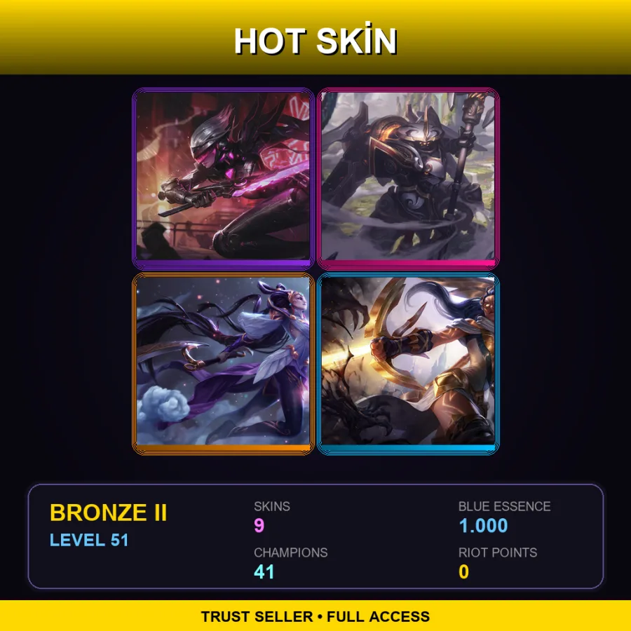 EUNE | Lv51 | Bronze II | 9 Skin | 41 Champ — LoL account