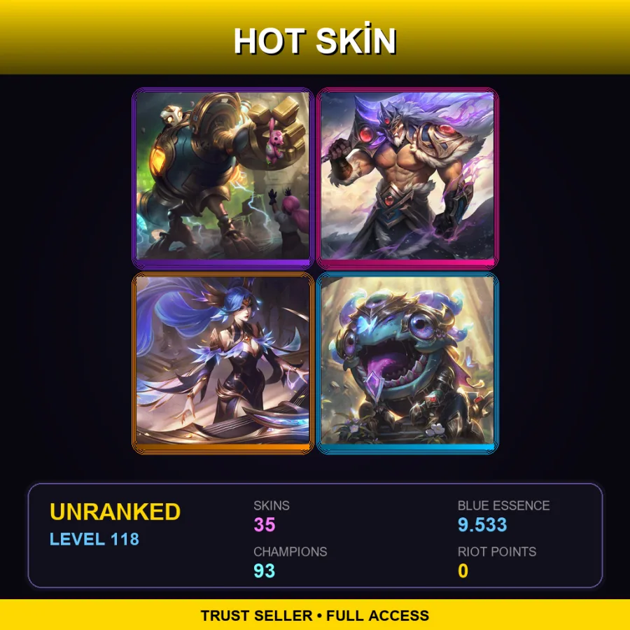 EUNE | Lv118 | Unranked | 35 Skin | 93 Champ