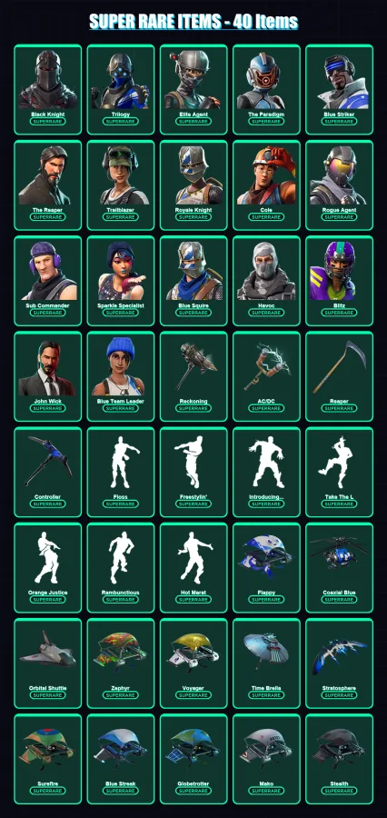 [PS4/PS5/XBOX/PC] | Black Knight | Trilogy | Elite Agent | The Paradigm | Blue Striker | 327 skin | 205 pickaxe | 190 emote | 158 glider | Lv1113