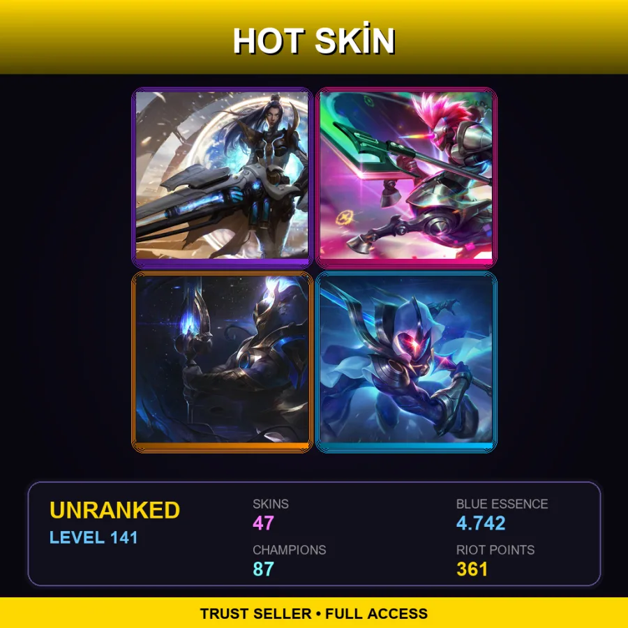 EUW | Lv141 | Unranked | 47 Skin | 87 Champ