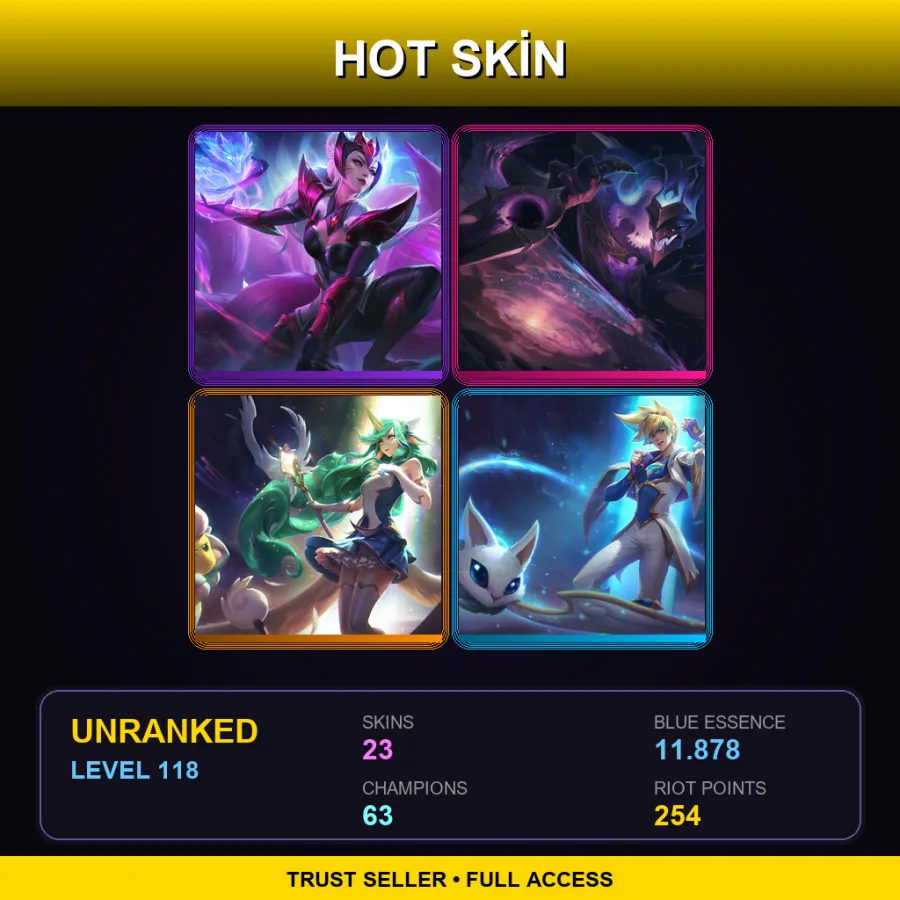 EUW | Lv118 | Unranked | 23 Skin | 63 Champ — LoL account