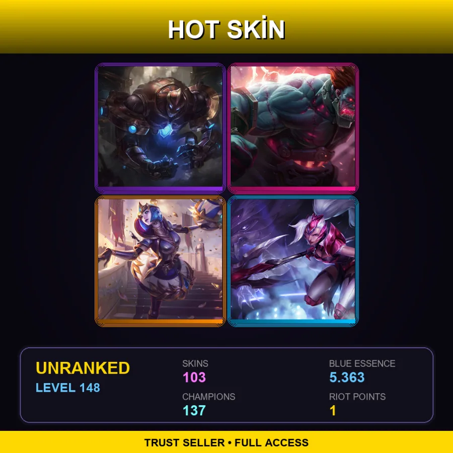 SG | Lv148 | Unranked | 103 Skin | 137 Champ — Unranked / Smurf League of Legends