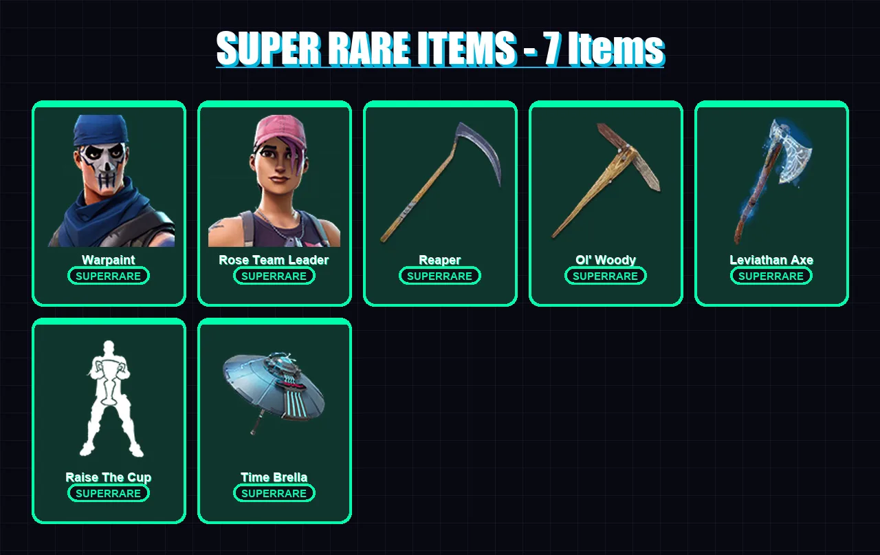 [PC/XBOX/PSN] | Warpaint | Rose Team Leader | Red Knight | Joltara | Spectra Knight | 232 skin | 272 pickaxe | 211 emote | 185 glider | Lv2927