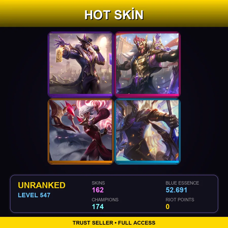 TR | Lv547 | Unranked | 162 Skin | 174 Champ