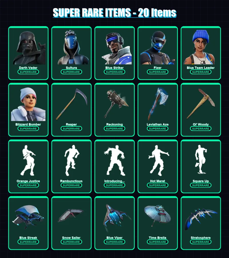 [PC/XBOX] | Darth Vader | Sultura | Blue Striker | Fixer | Blue Team Leader | 278 skin | 332 pickaxe | 246 emote | 251 glider | Lv5368