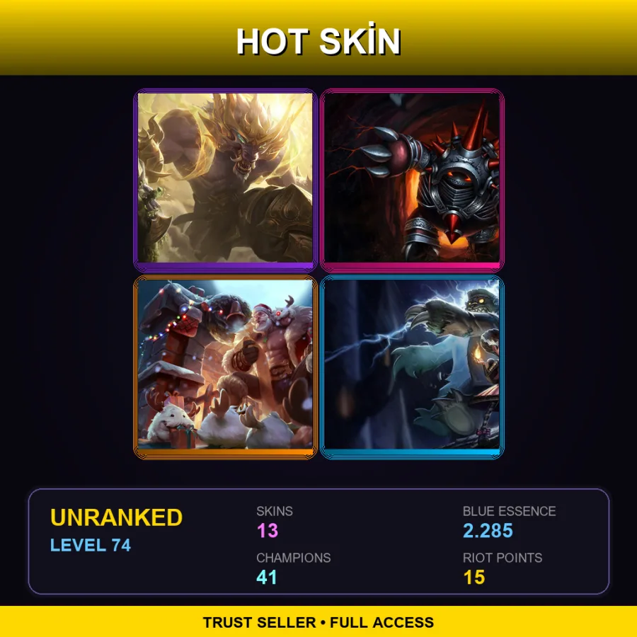 EUNE | Lv74 | Unranked | 13 Skin | 41 Champ — LoL account