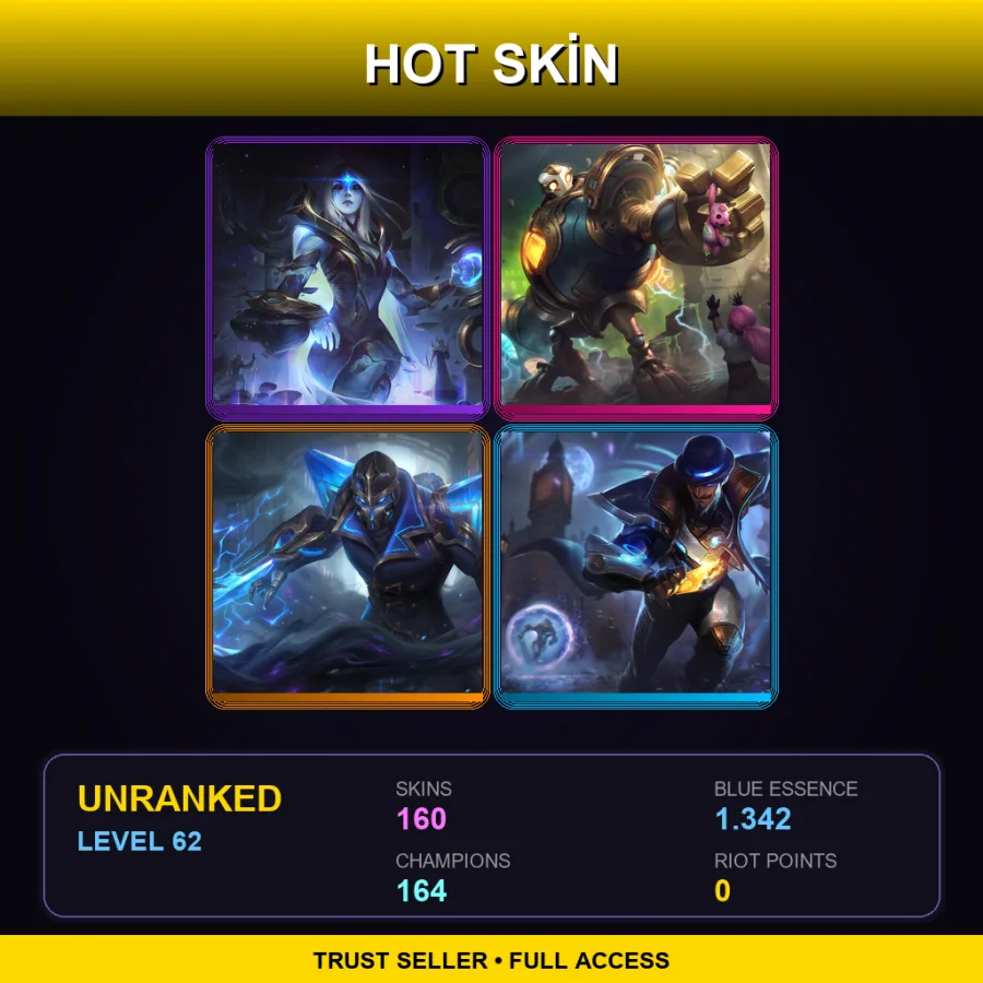 VN | Lv62 | Unranked | 160 Skin | 164 Champ