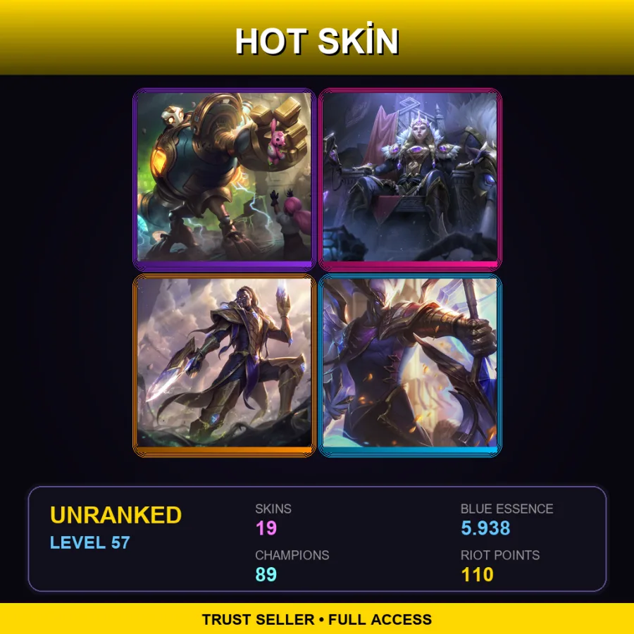 NA | Lv57 | Unranked | 19 Skin | 89 Champ