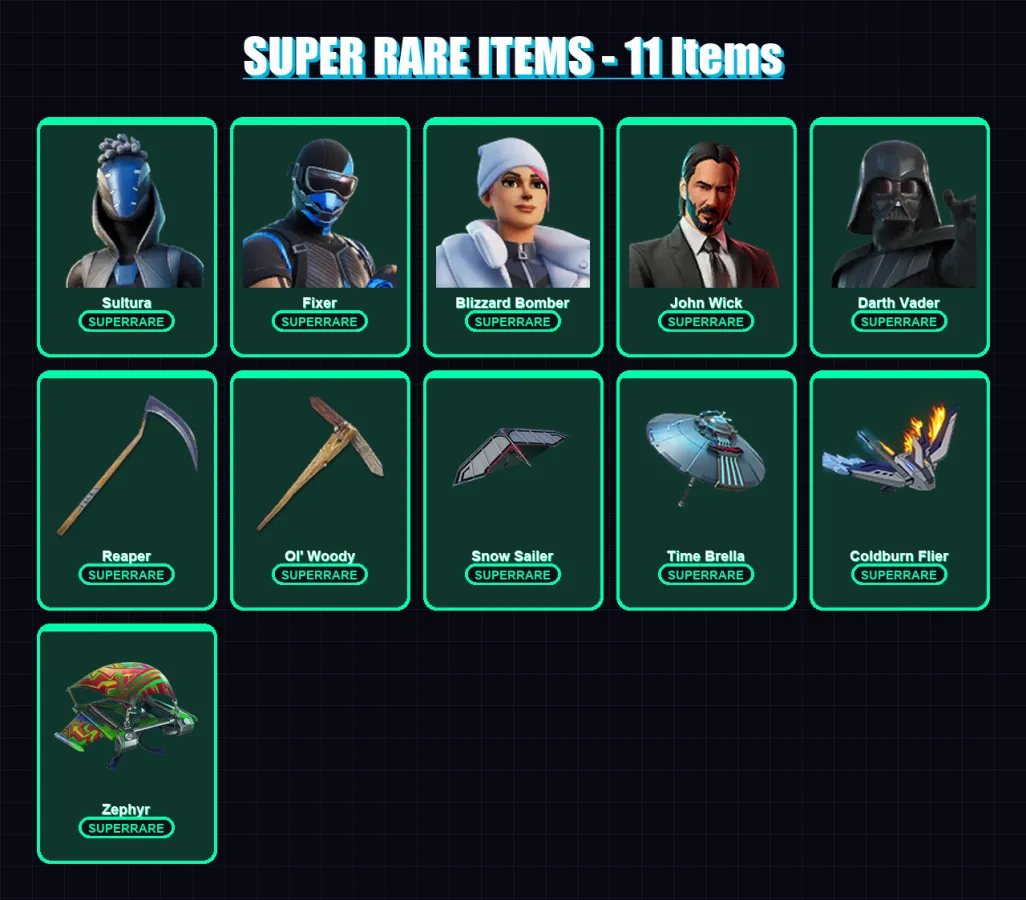 [PS4/PS5/XBOX/PC] | Sultura | Fixer | Blizzard Bomber | John Wick | Darth Vader | 512 skin | 420 pickaxe | 313 emote | 249 glider | Lv3803 — Fortnite account
