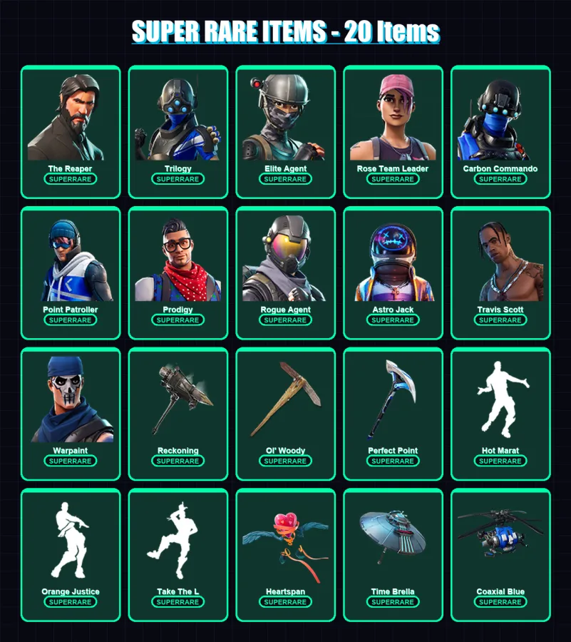 [PC/XBOX] | The Reaper | Trilogy | Elite Agent | Rose Team Leader | Carbon Commando | 141 skin | 104 pickaxe | 194 emote | 93 glider | Lv1235