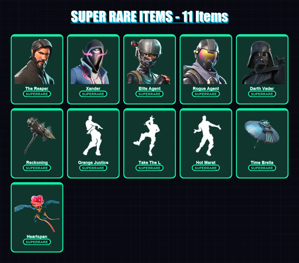 [PS4/PS5/XBOX/PC] | The Reaper | Xander | Elite Agent | Rogue Agent | Darth Vader | 465 skin | 434 pickaxe | 392 emote | 274 glider | Lv4056
