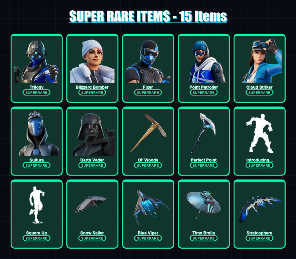 [PC/XBOX] | Trilogy | Blizzard Bomber | Fixer | Point Patroller | Cloud Striker | 247 skin | 271 pickaxe | 186 emote | 213 glider | Lv2488