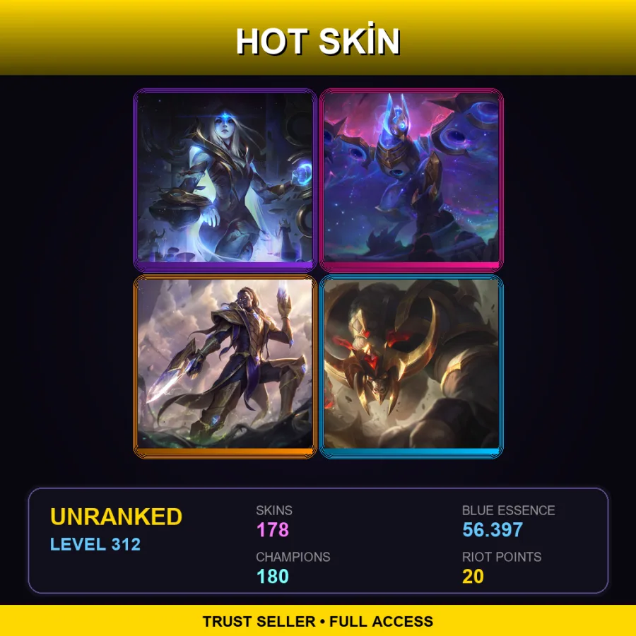 VN | Lv312 | Unranked | 178 Skin | 180 Champ