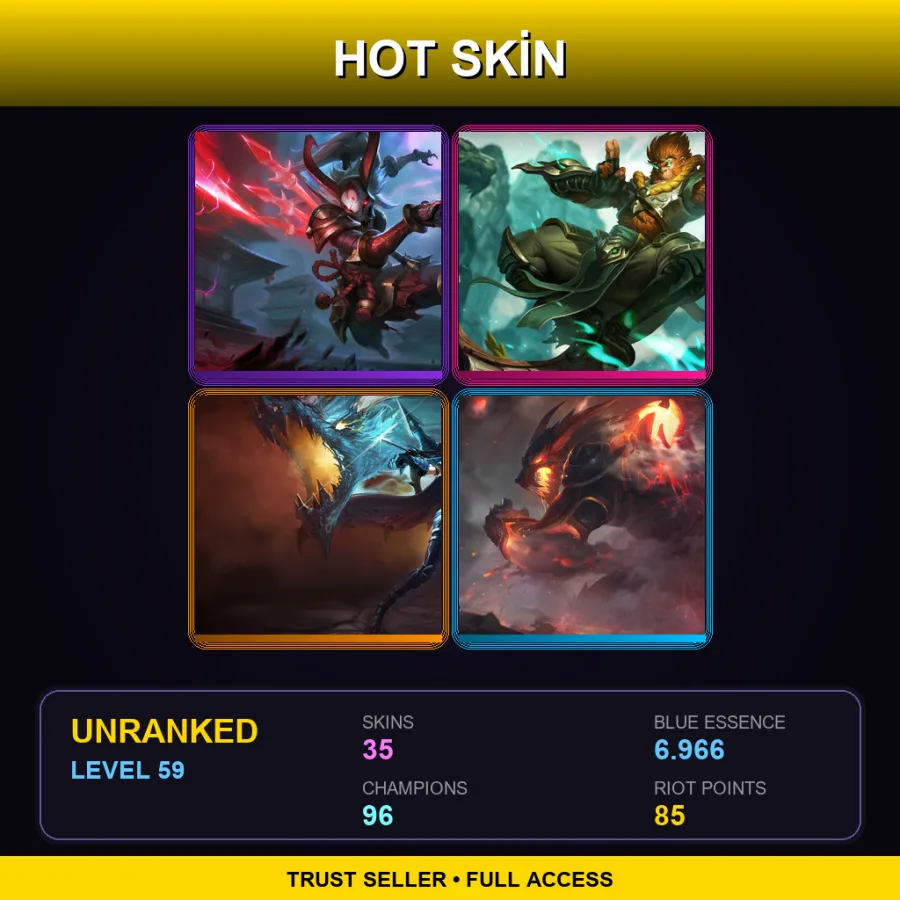 NA | Lv59 | Unranked | 35 Skin | 96 Champ — LoL account