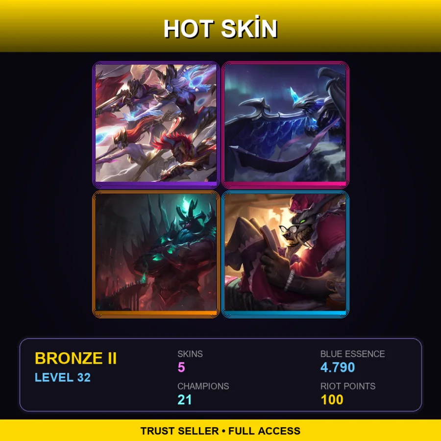 EUW | Lv32 | Bronze II | 5 Skin | 21 Champ