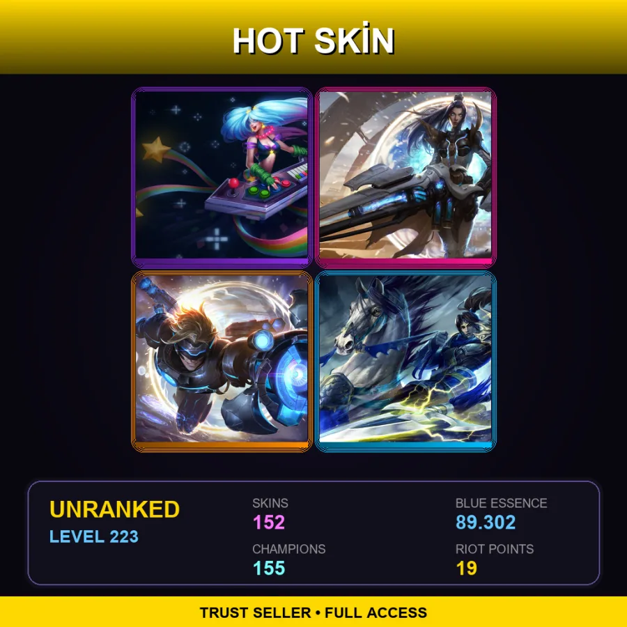 EUW | Lv223 | Unranked | 152 Skin | 155 Champ — LoL account