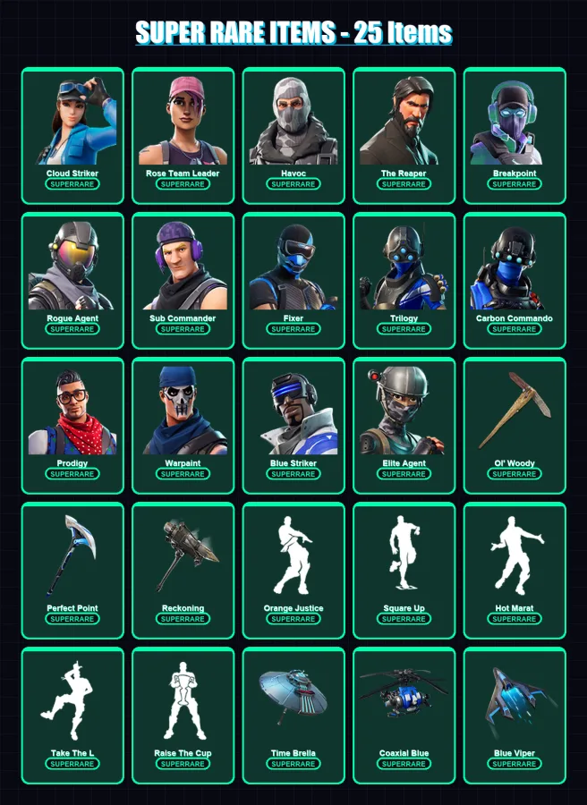 [PS4/PS5/XBOX/PC] | Cloud Striker | Rose Team Leader | Havoc | The Reaper | Breakpoint | 141 skin | 159 pickaxe | 149 emote | 138 glider | Lv1698 — Fortnite account
