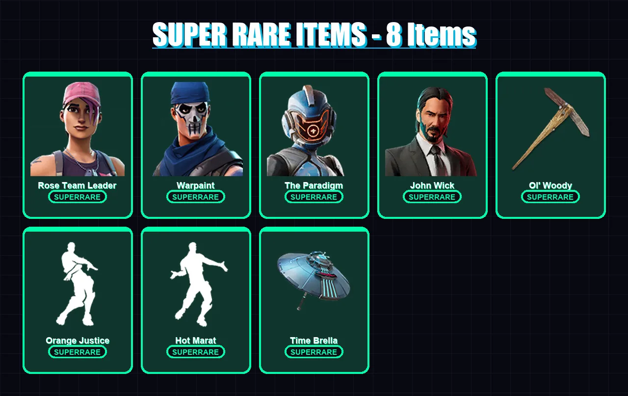 [PC/XBOX/PSN] | Rose Team Leader | Warpaint | The Paradigm | John Wick | Drift | 243 skin | 269 pickaxe | 248 emote | 203 glider | Lv2616