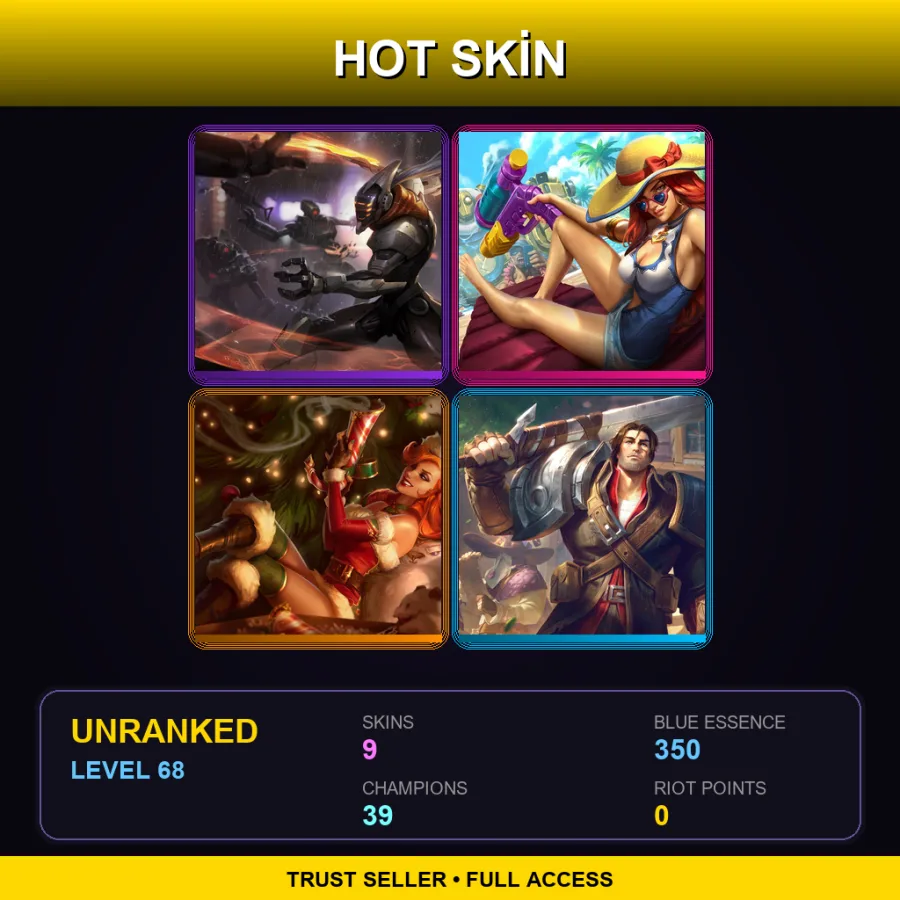 NA | Lv68 | Unranked | 9 Skin | 39 Champ